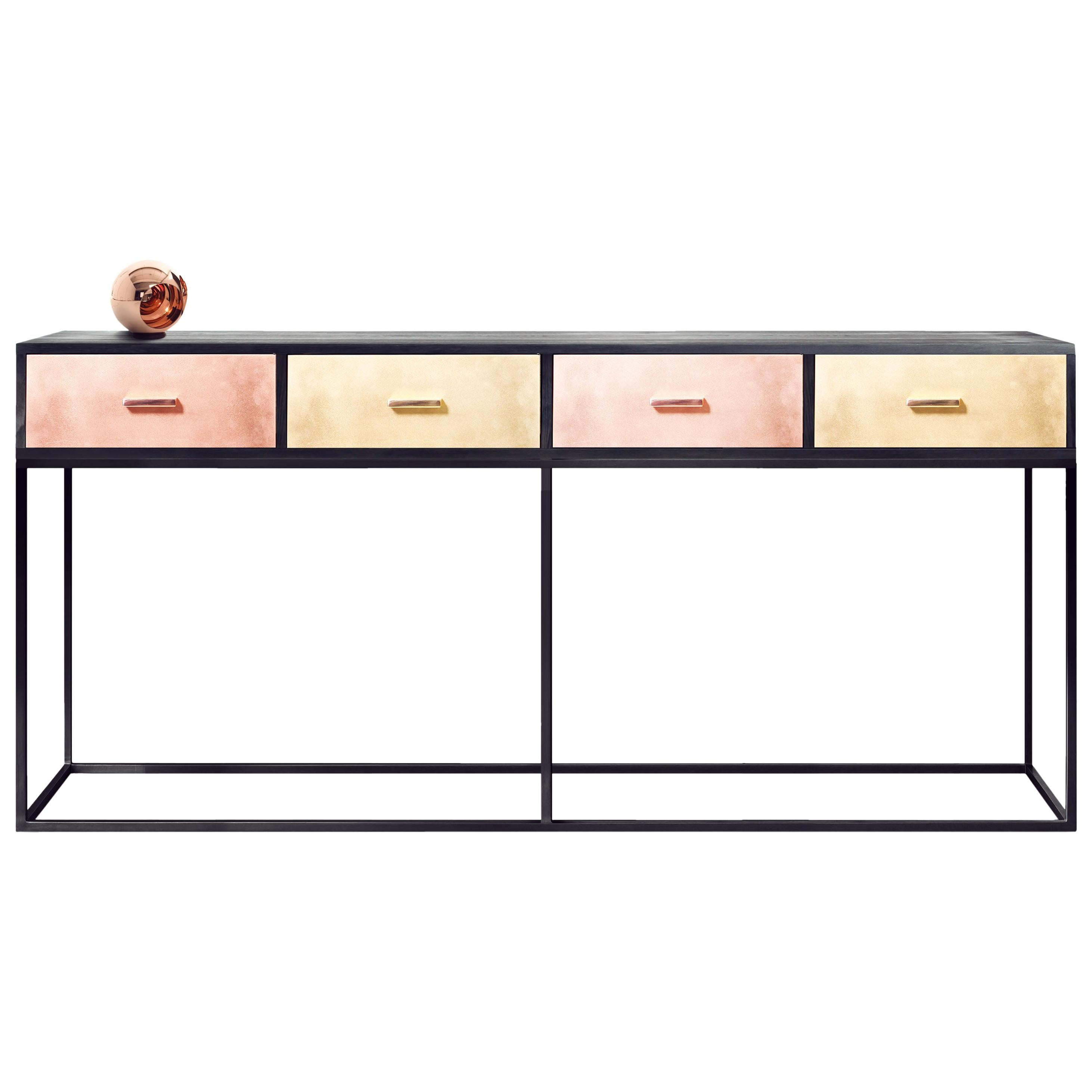 Contemporary Reykjavik Console Table in Brass, Bronze and Copper