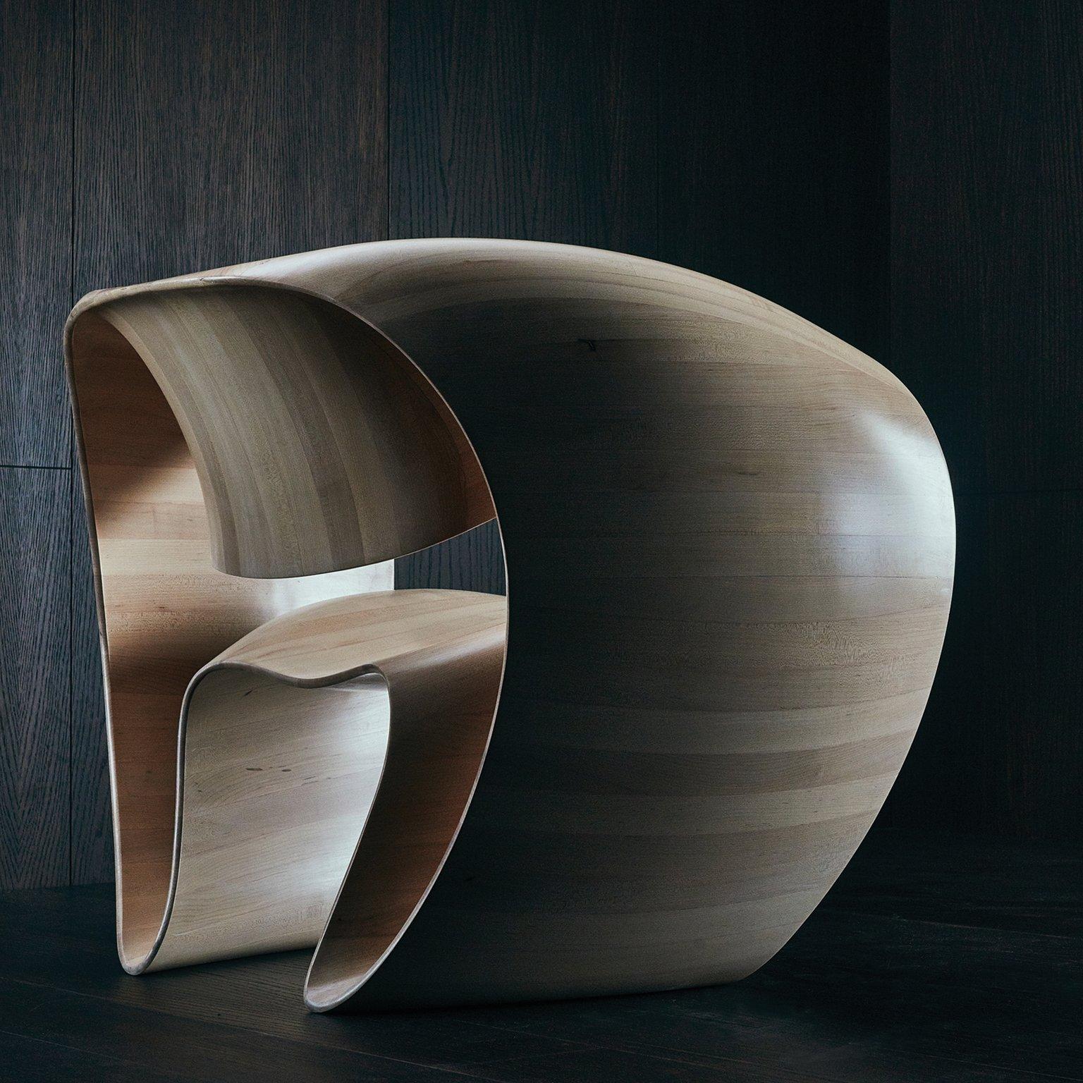 English Contemporary 'Ribbon' Chair in Arctic Maple by Object Studio For Sale