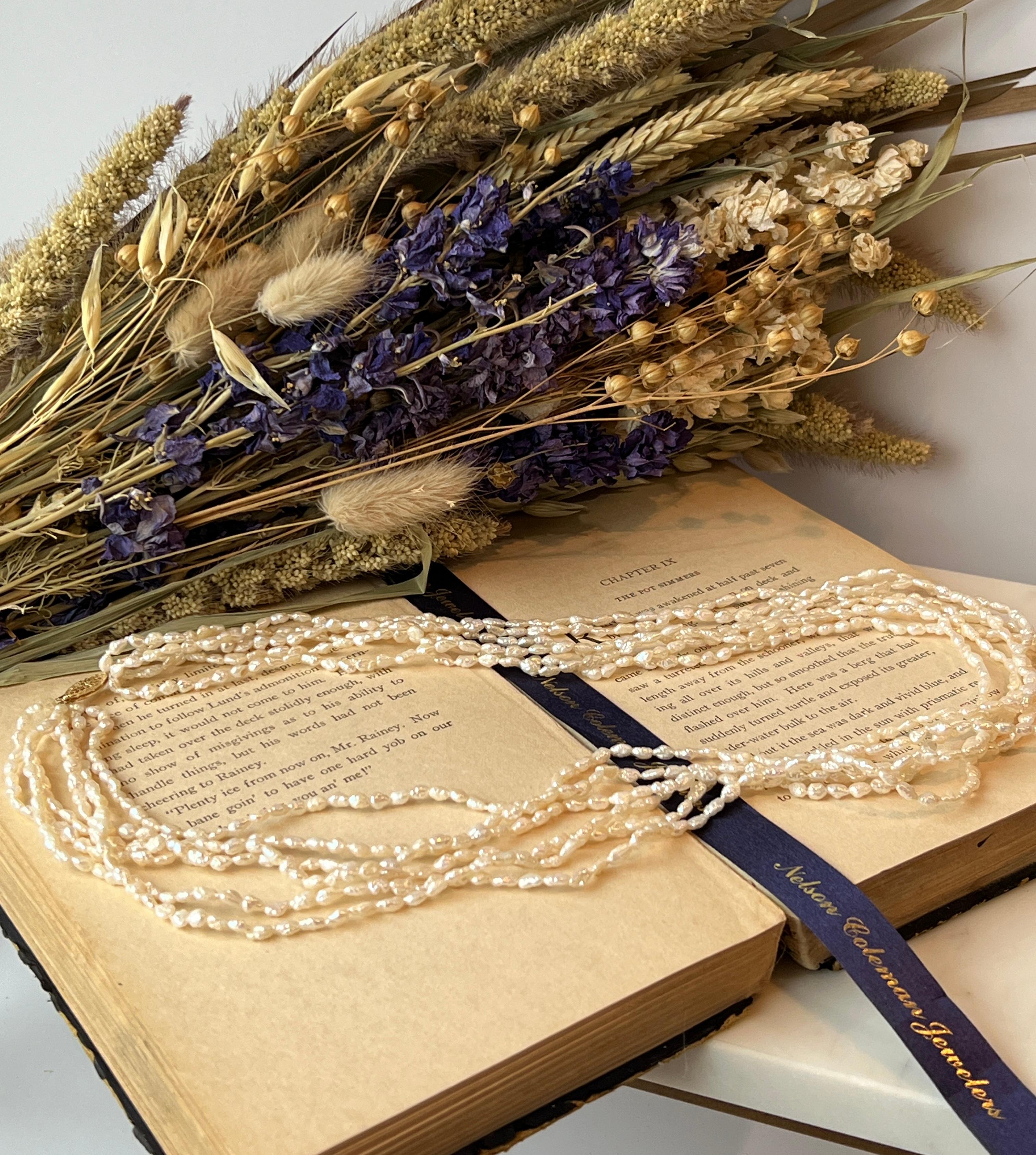 Contemporary Rice Perle und 14k Gelbgold 6 Strang 24 Zoll Halskette Damen im Angebot