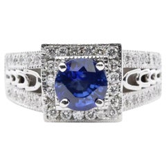 Contemporary Rich Blue 1,68ctw Saphir & Diamant Ring in 14K Weißgold