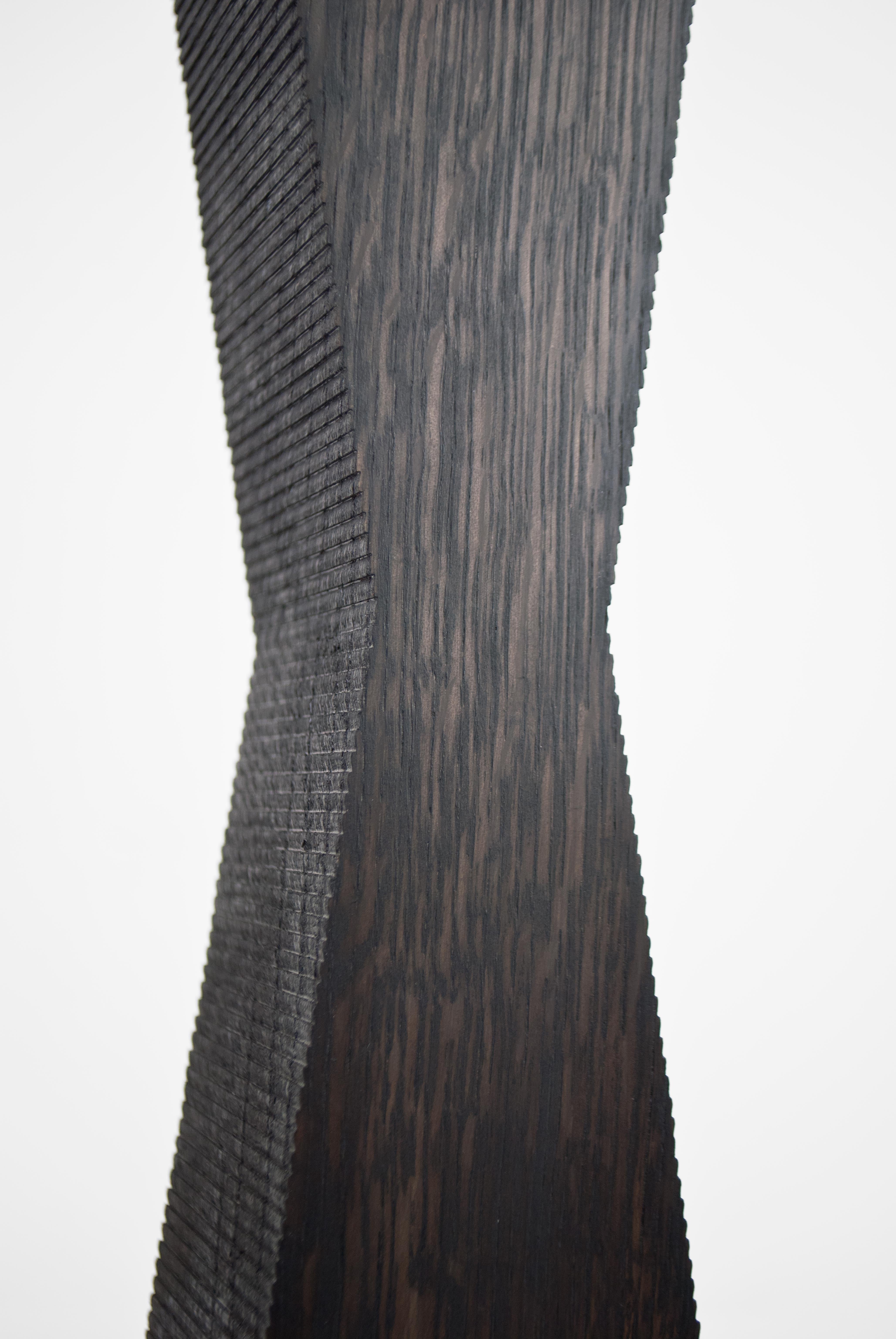 British Contemporary Ridge Table Lamp - Geometric Oak & Limestone base with Linen Shade For Sale