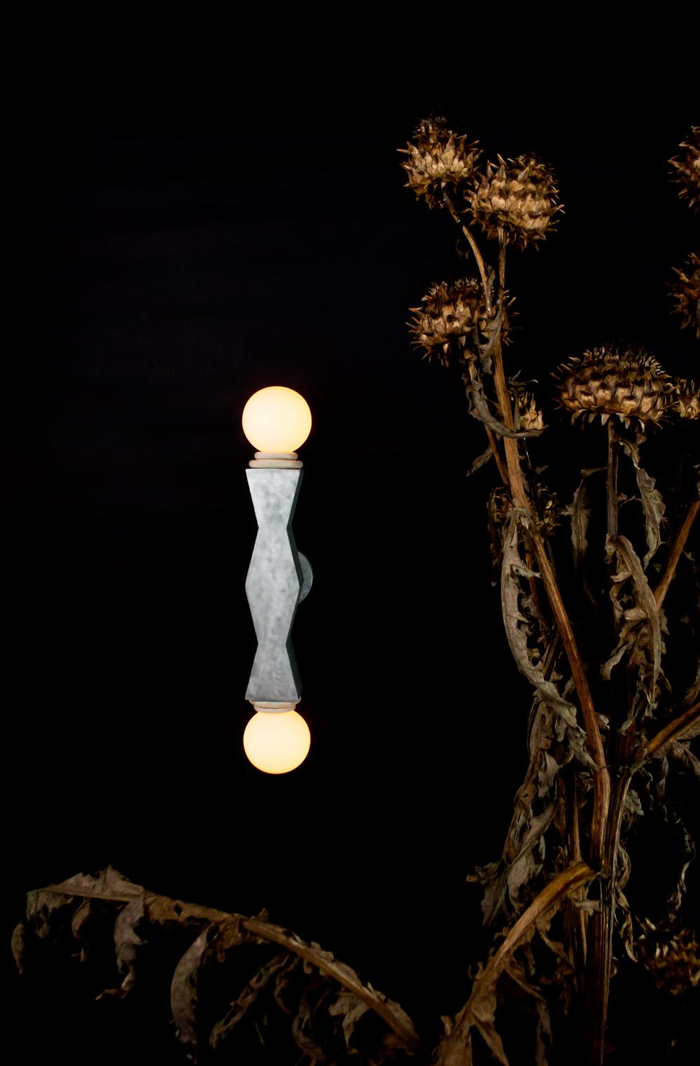 Contemporary Ridge Wall Light with Geometric Aluminium Body and Opal Globe Bulbs For Sale 2