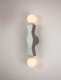 Contemporary Ridge Wall Light with Geometric Aluminium Body and Opal Globe Bulbs