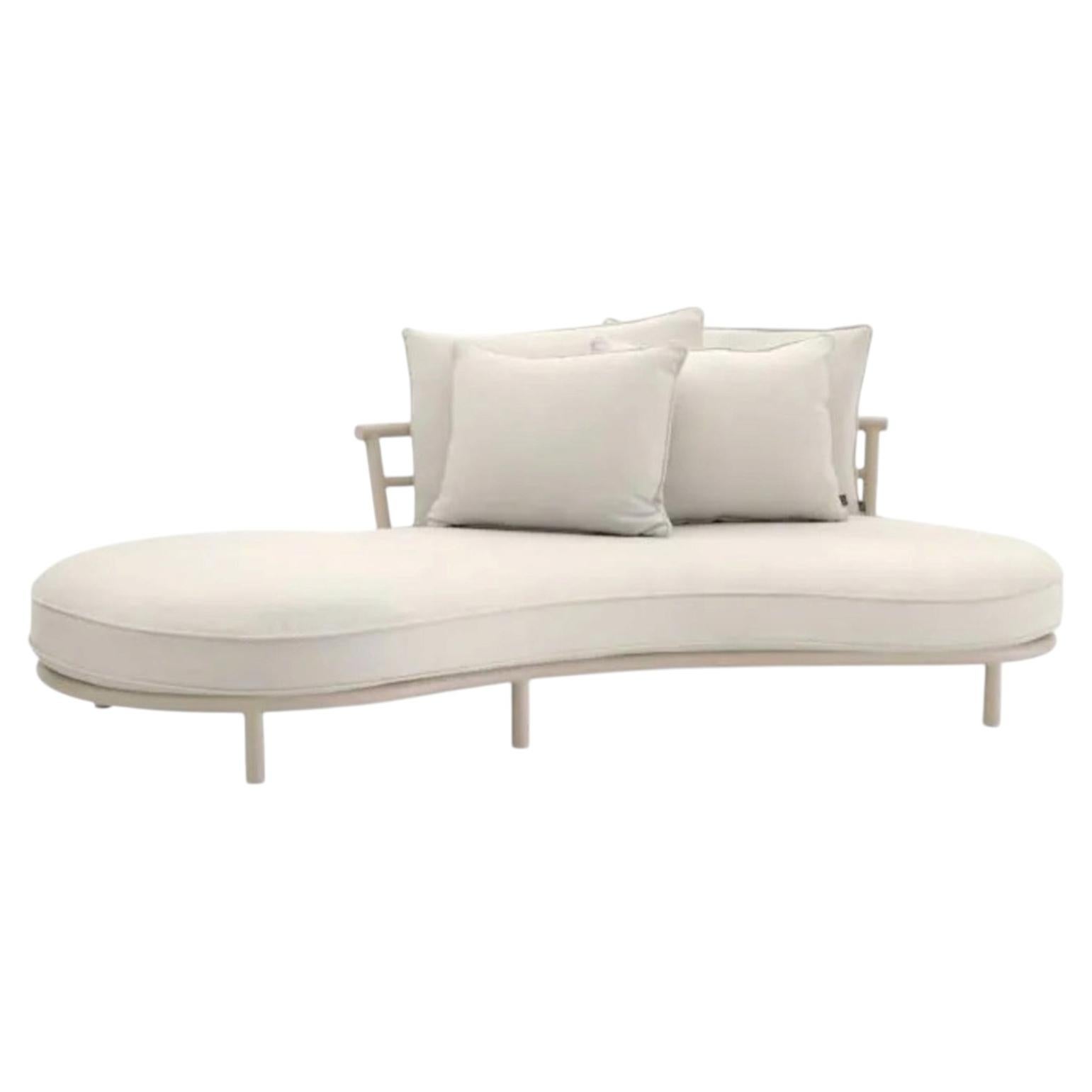 Contemporary Right-Hand Outdoor Sofa Module in Sand-Finish Aluminum