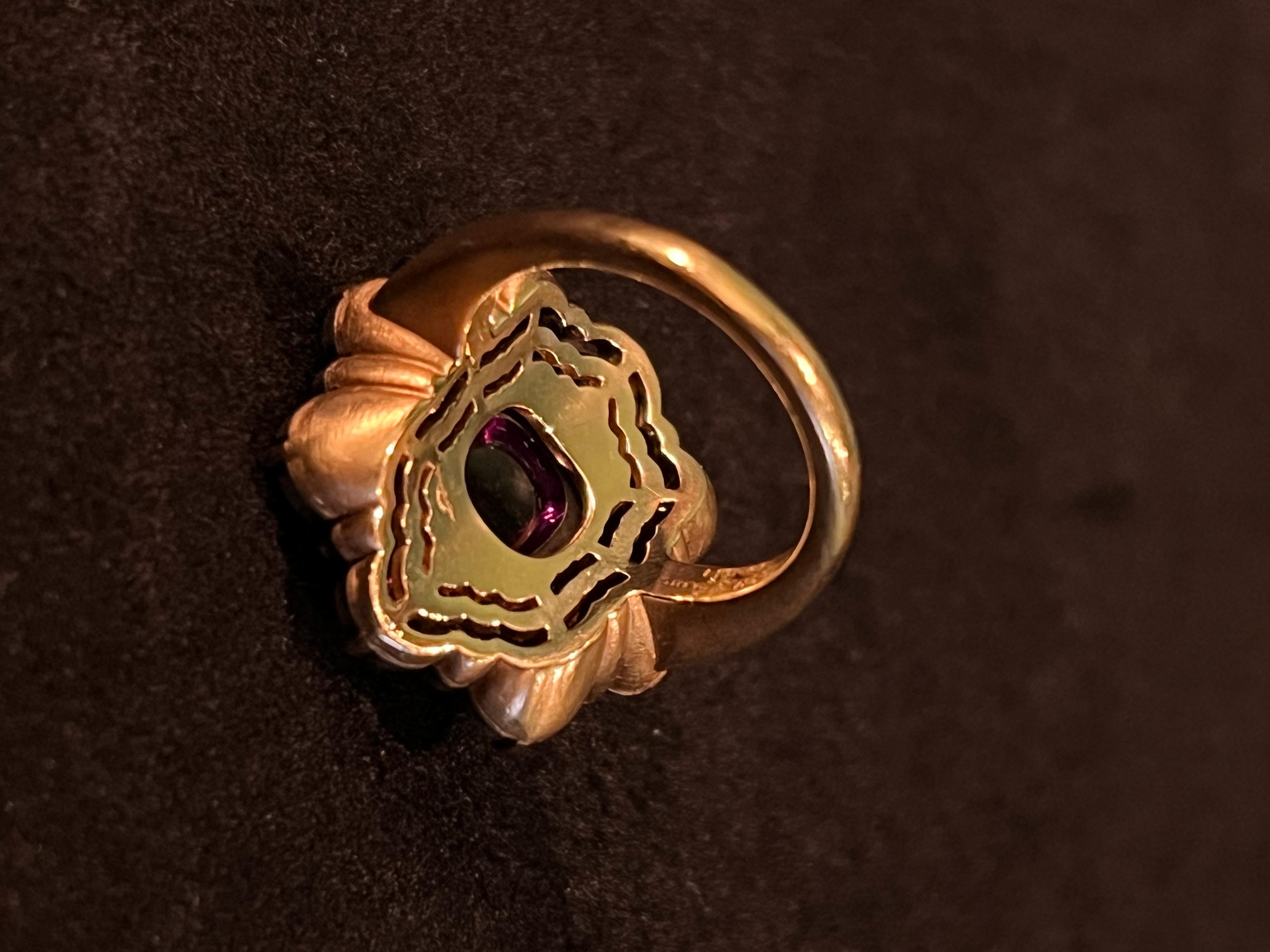 anello contemporaneo Arteau Paris con granati e diamanti in vendita 5