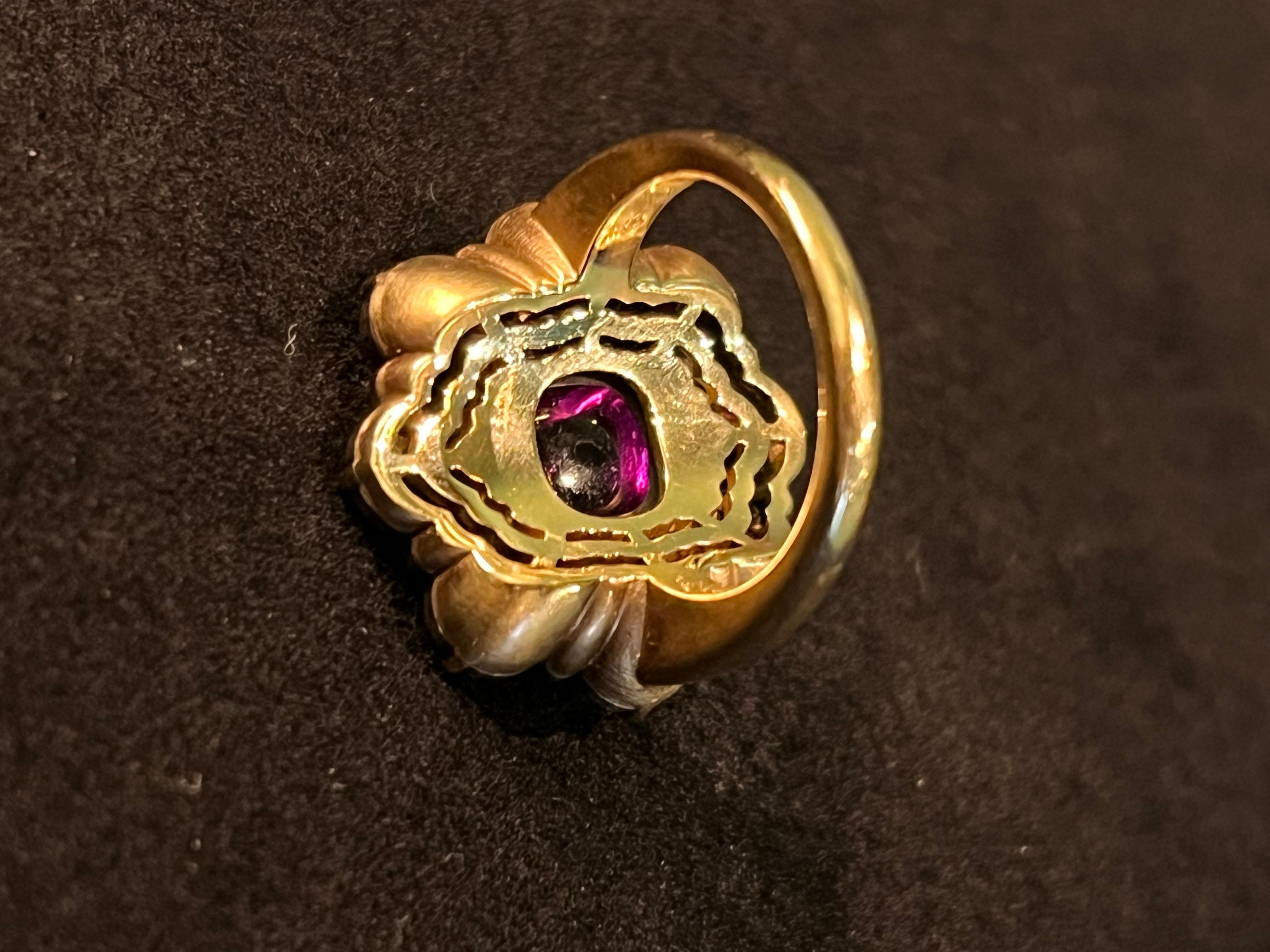 anello contemporaneo Arteau Paris con granati e diamanti in vendita 4