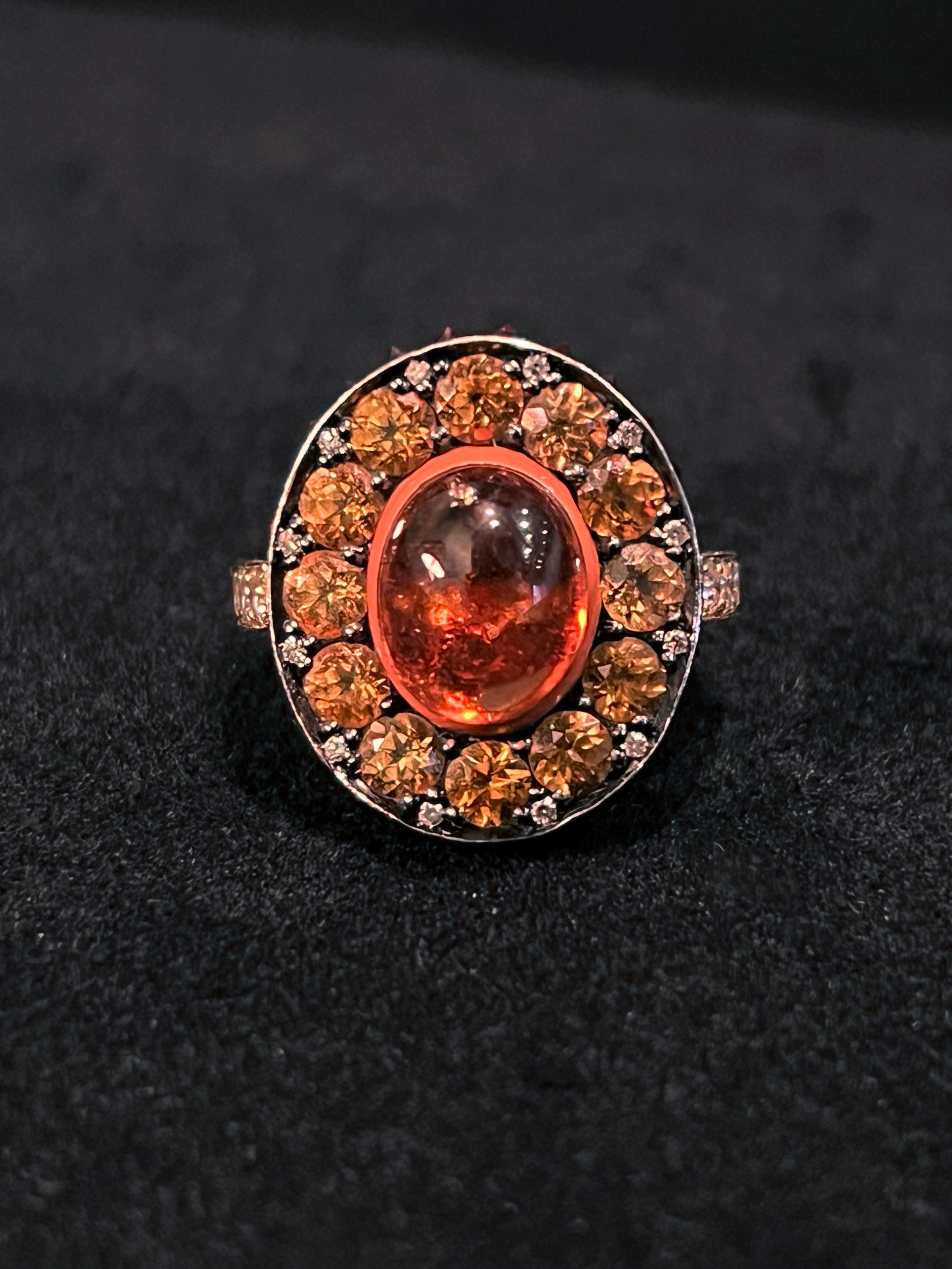 Anello contemporaneo Arteau Paris in oro e diamanti  Spessartiti In condizioni buone in vendita a PARIS, FR