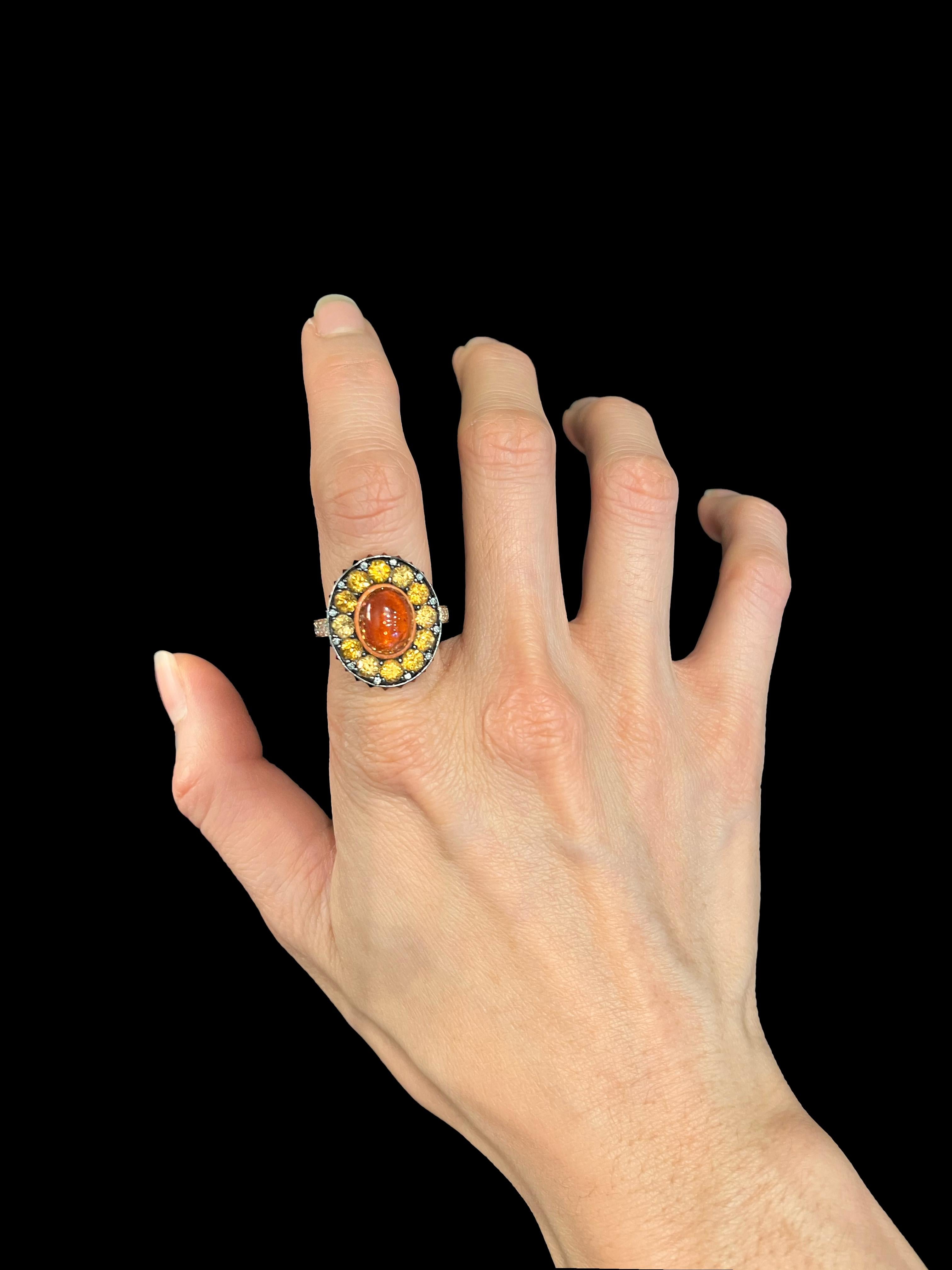 Anello contemporaneo Arteau Paris in oro e diamanti  Spessartiti in vendita 1