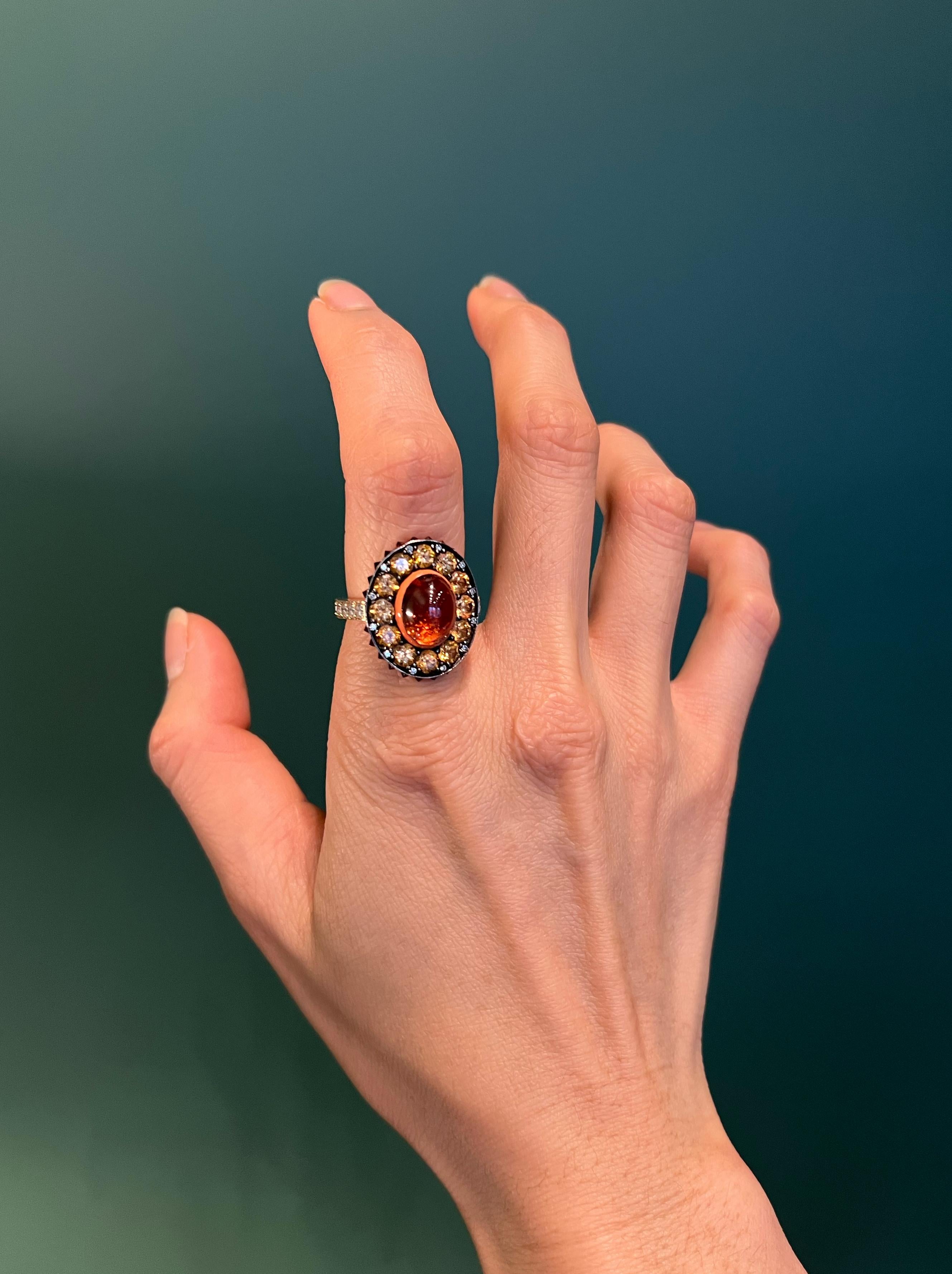 Anello contemporaneo Arteau Paris in oro e diamanti  Spessartiti in vendita 2