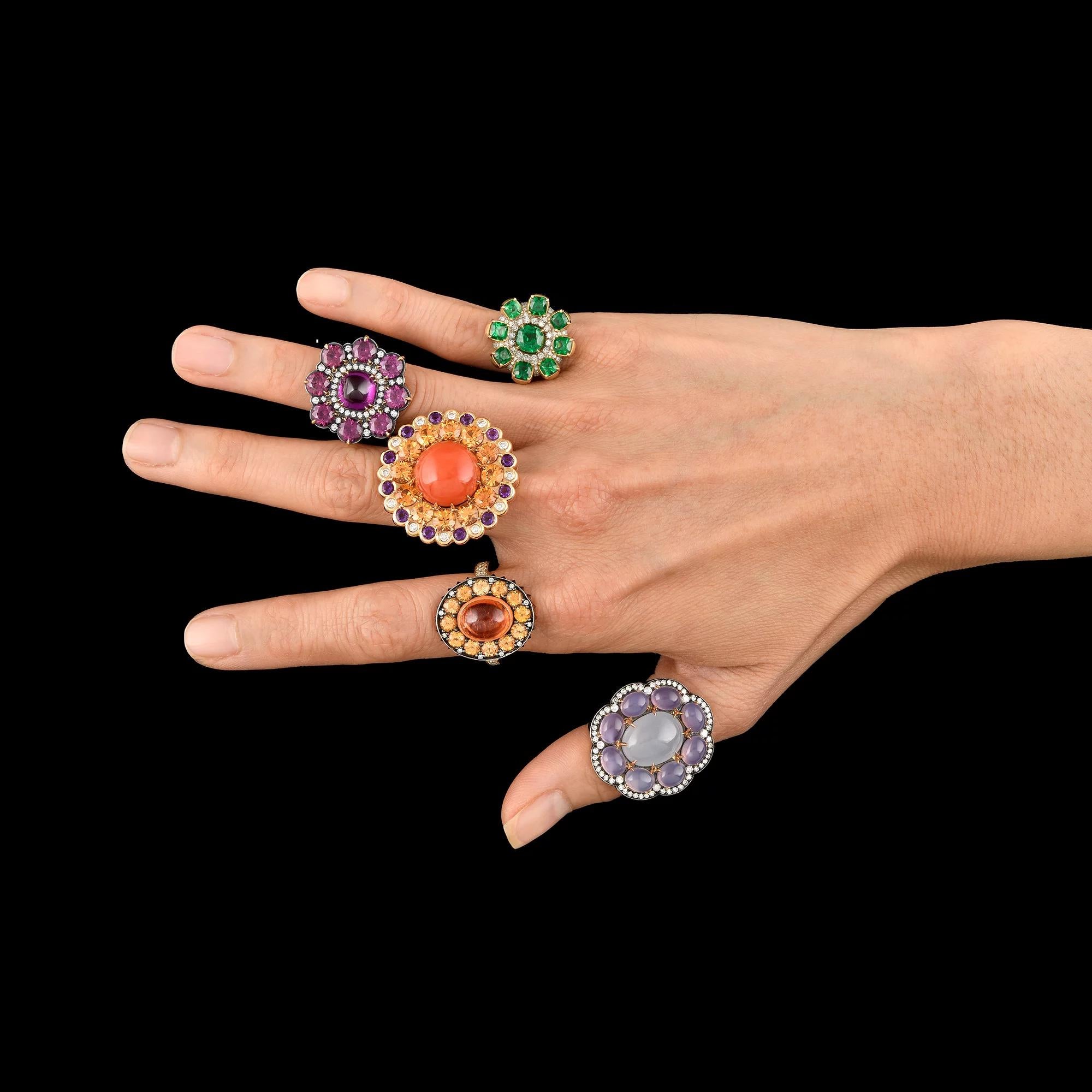 Anello contemporaneo Arteau Paris in oro e diamanti  Spessartiti in vendita 3