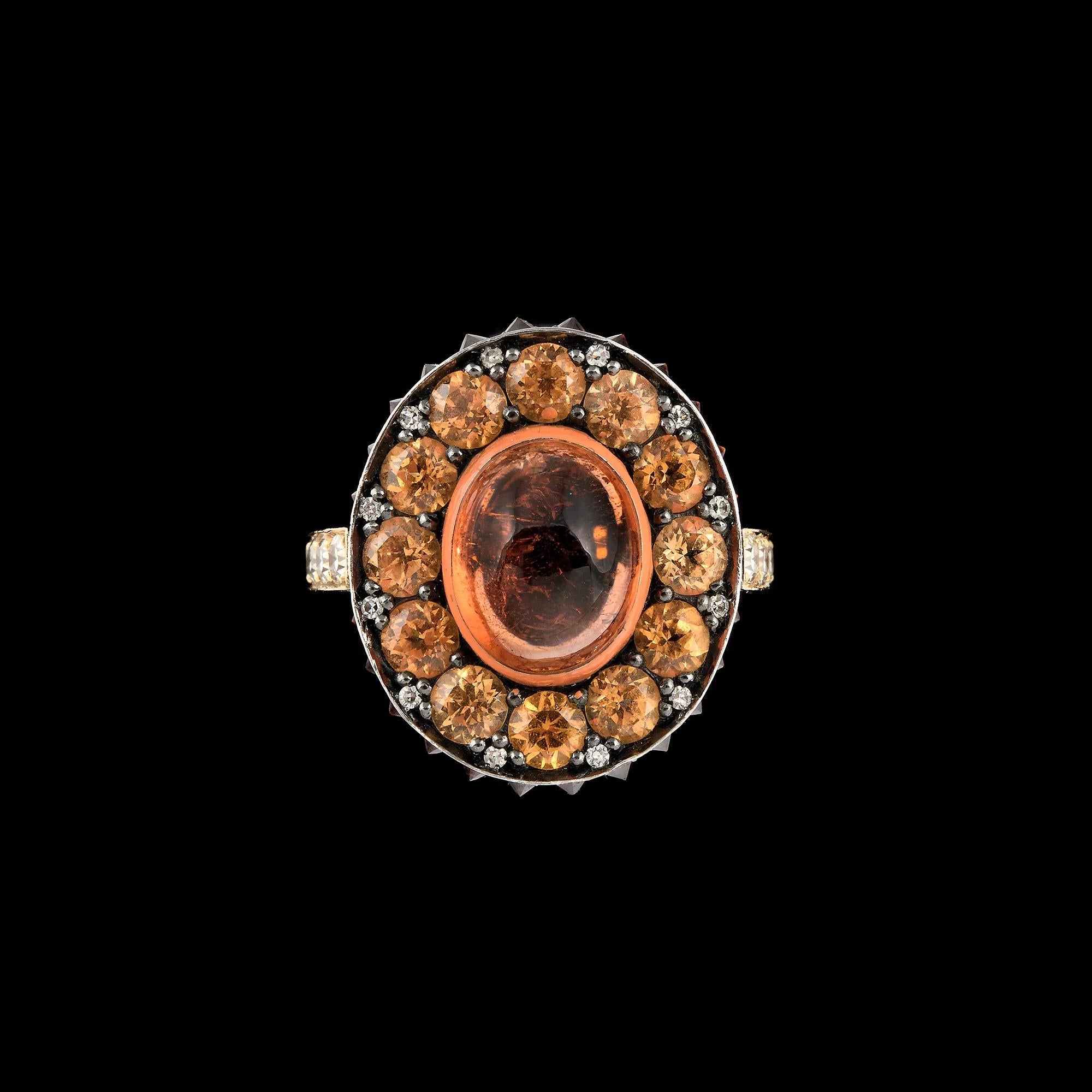 Anello contemporaneo Arteau Paris in oro e diamanti  Spessartiti