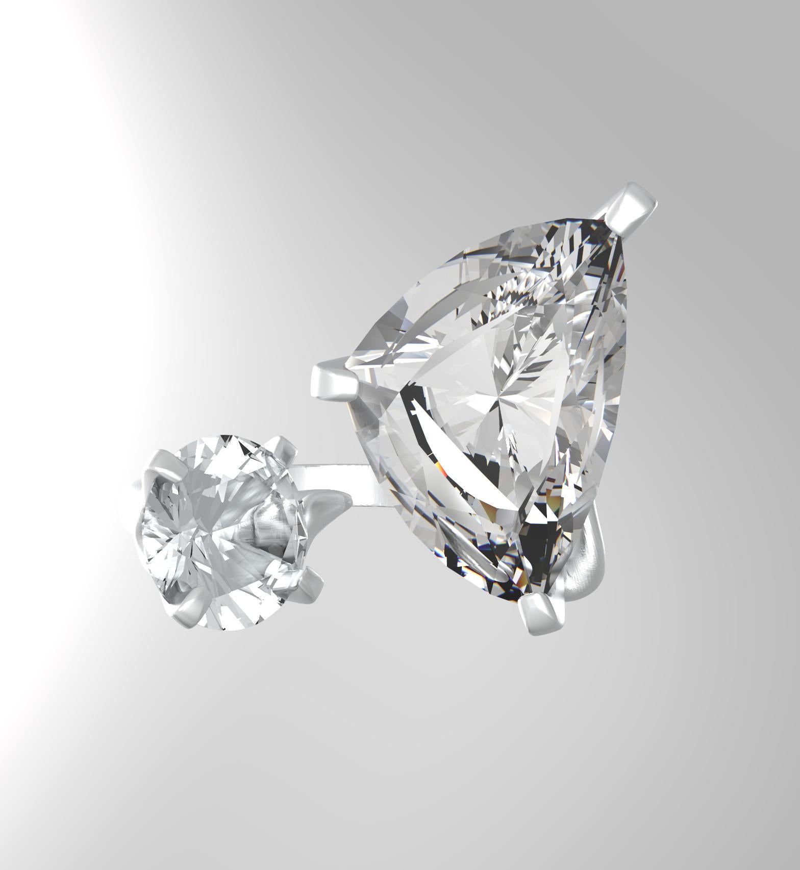 Contemporary Engagement Ring in Eighteen Karat White Gold with White Paraiba Tourmaline For Sale