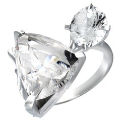 Engagement Ring in Eighteen Karat White Gold with White Paraiba Tourmaline