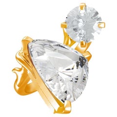 Contemporary Ring in Eighteen Karat Yellow Gold with White Paraiba Tourmaline