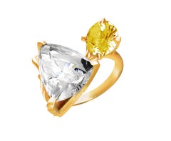 Contemporary Ring in Eighteen Karat Yellow Gold with White Paraiba Tourmaline