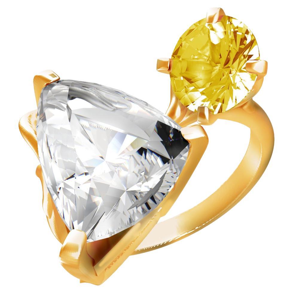 Contemporary Ring in Eighteen Karat Yellow Gold with White Paraiba Tourmaline