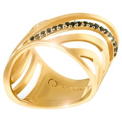 Zeitgenössischer Ring aus Gold Vermeil mit schwarzen Diamanten