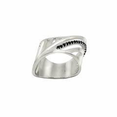 Contemporary Ring in Sterling Silver with Black Diamonds