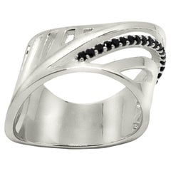 Contemporary Ring in Sterling Silver with Black Diamonds