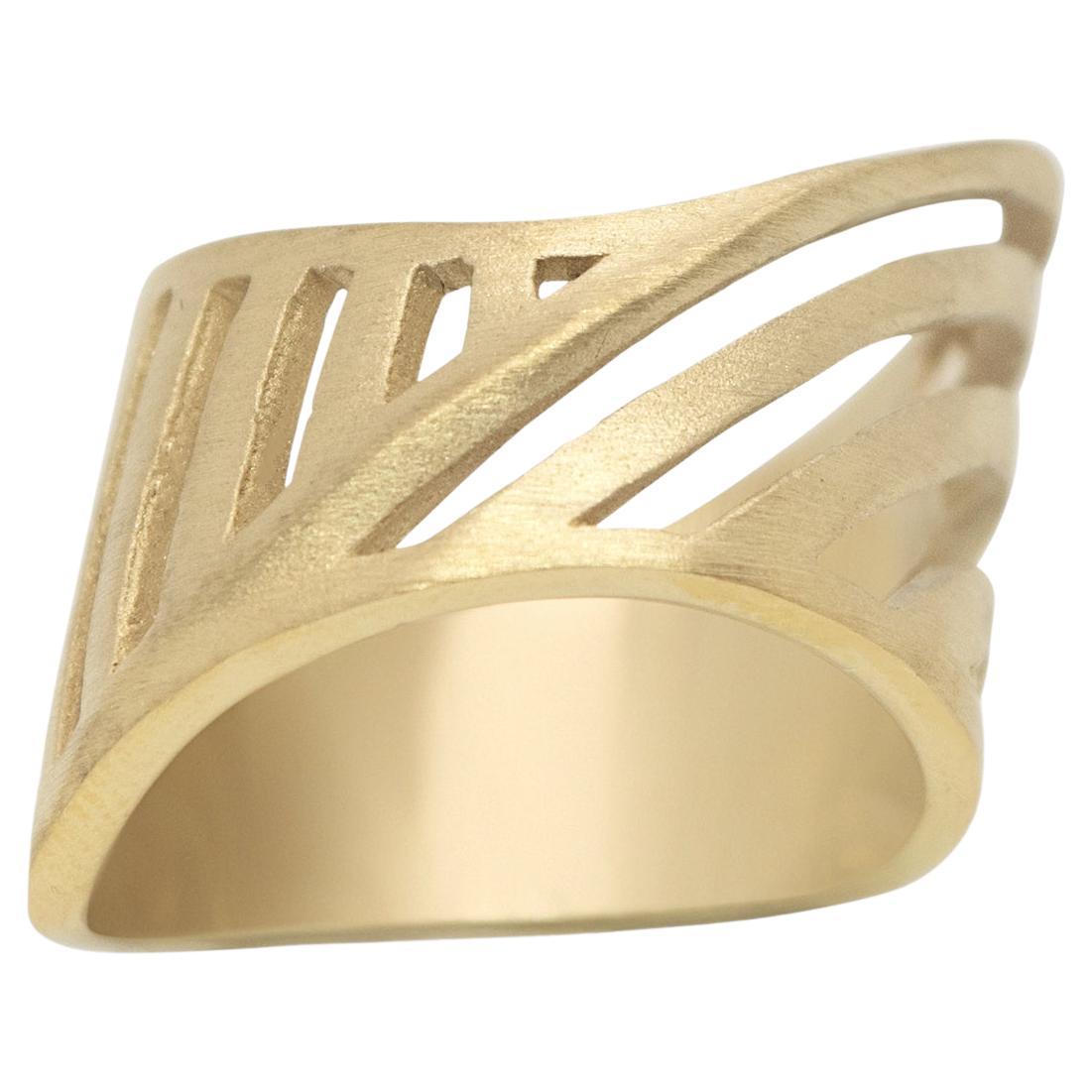 Contemporary Ring in Textured Gold Vermeil For Sale