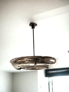 Pendentif anneau contemporain cupper nickelé avec led