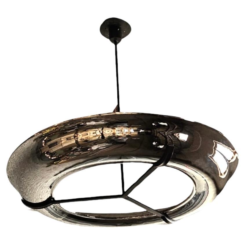 Contemporary ring pendant cupper nickel plated with led For Sale