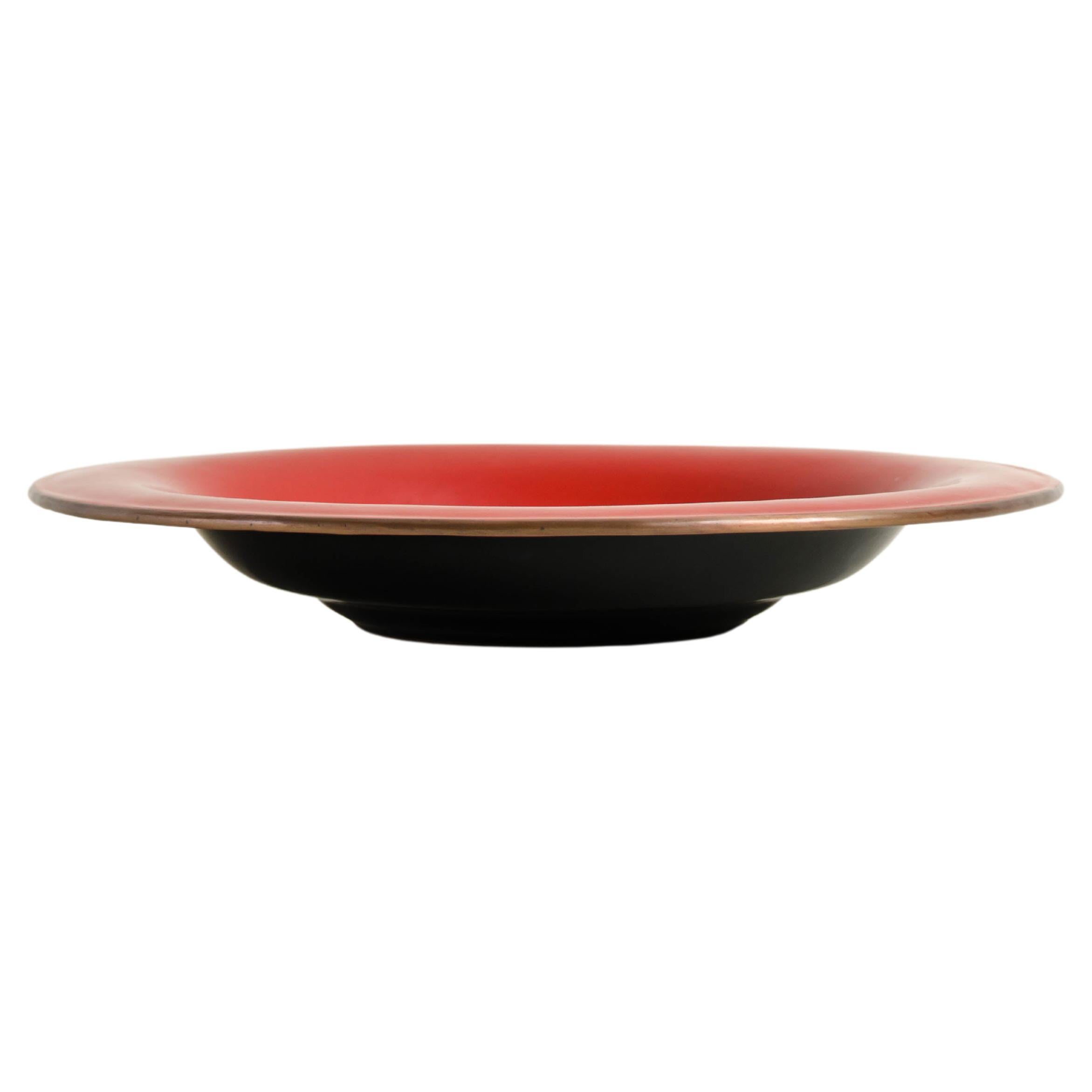 Contemporary Ripple Bowl in Red and Black Lacquer by Robert Kuo, Limited Edition For Sale