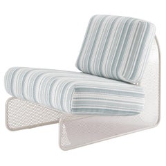 Contemporary Riviera Armchair in lacquered Ivory metal for Outdoors