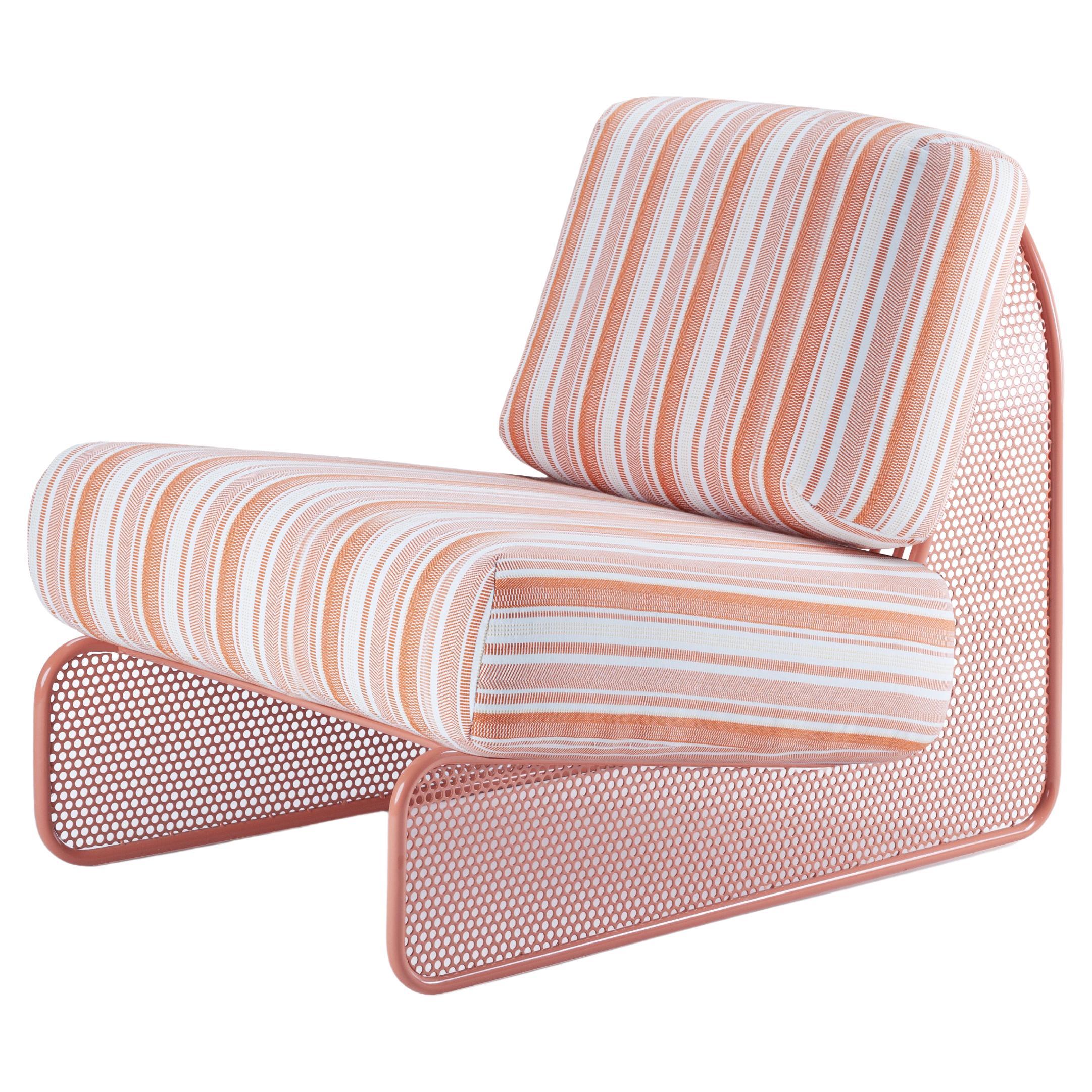 Contemporary Riviera Armchair in lacquered Salmon metal for Outdoors