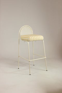 Sedia da bar Riviera contemporanea in metallo laccato avorio per esterni