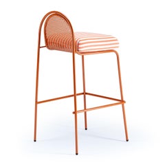 Contemporary Riviera Bar Chair in Lacquered Salmon metal for Outdoors