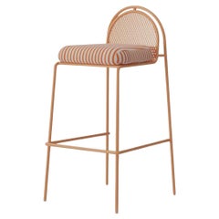 Contemporary Riviera Bar Chair in Lacquered Salmon metal for Outdoors