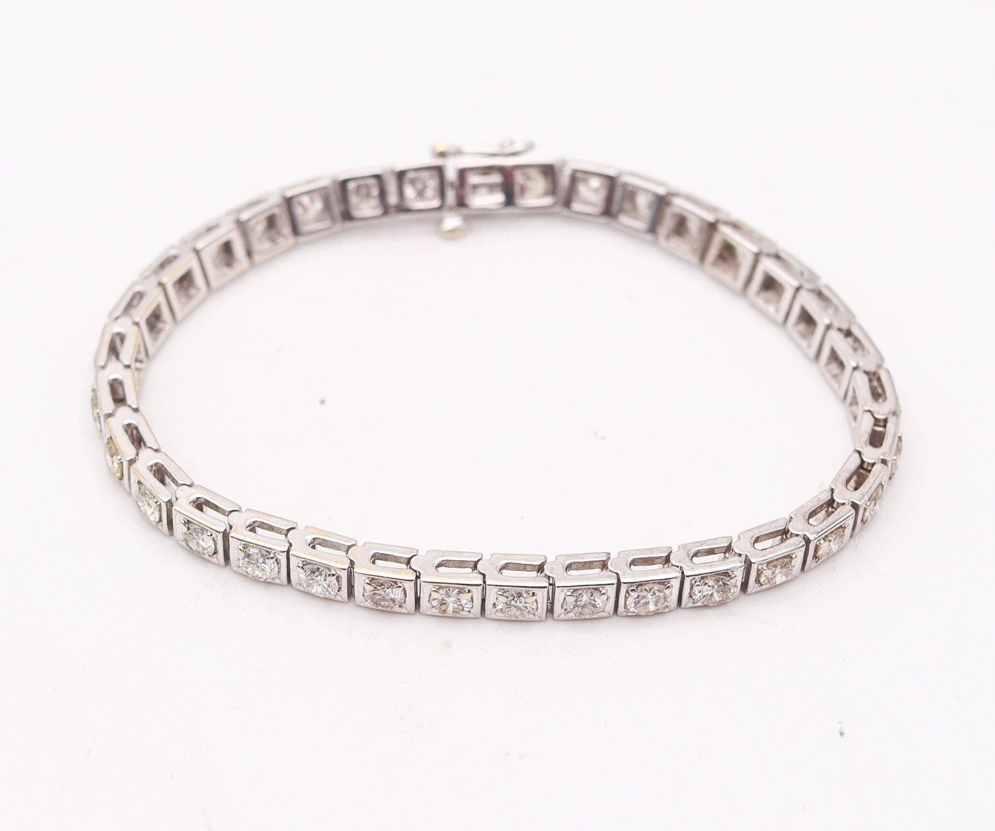 Modernist CONTEMPORARY Riviera Bracelet In 14Kt White Gold With 8.56 Ctw Diamonds For Sale