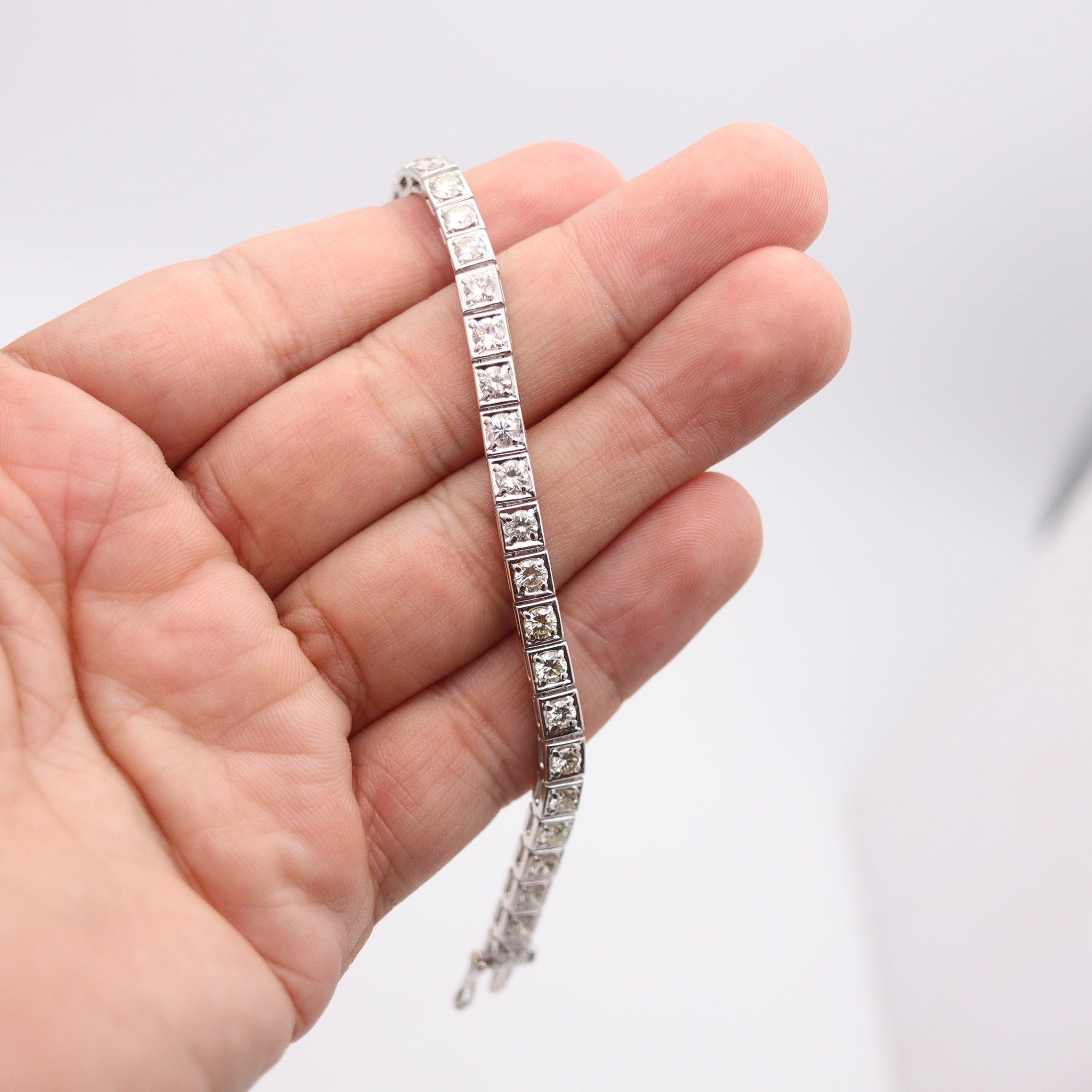 CONTEMPORARY Riviera Bracelet In 14Kt White Gold With 8.56 Ctw Diamonds For Sale 1