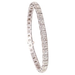 CONTEMPORÁNEO Brazalete Riviera En Oro Blanco De 14 Quilates Con Diamantes De 8,56 Quilates