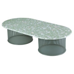 Contemporary Riviera Center table in lacquered metal and marble for Outdoors