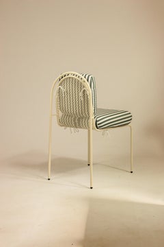 Contemporary Riviera Chair in Lacquered metal and Green fabric for Outdoors