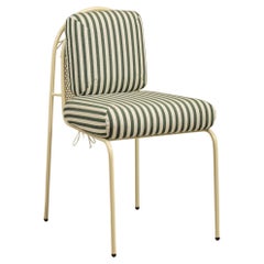 Silla Contemporánea Riviera de metal lacado y tela verde para exteriores