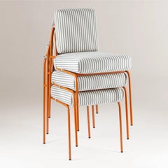 Contemporary Riviera Chair in Lacquered Sage metal for Outdoors
