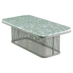 Contemporary Riviera Rectangle center table in Sage lacquered metal for Outdoors