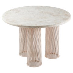 Contemporary Riviera Sibe table in lacquered metal and travertine for Outdoors