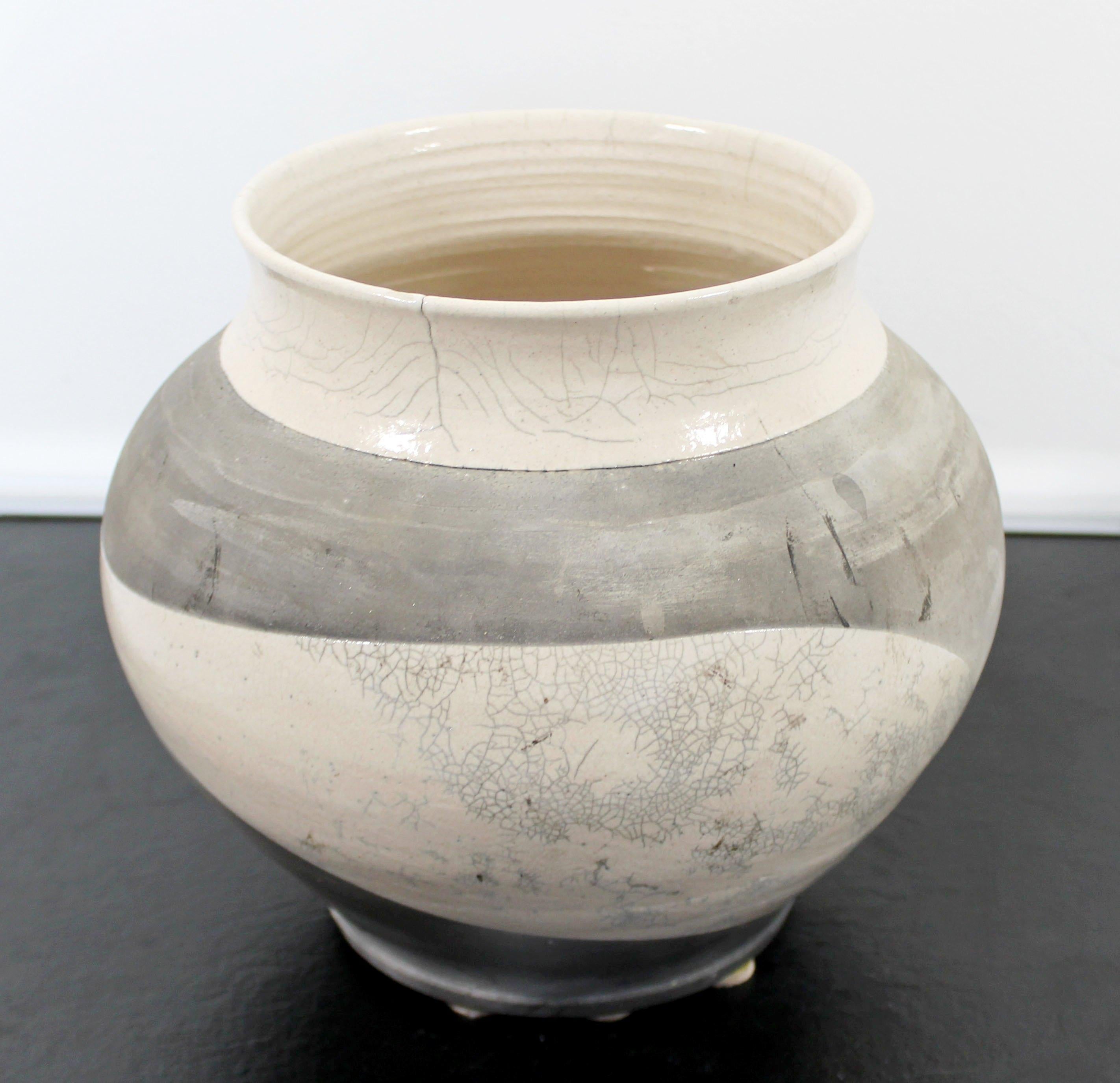 American Contemporary Robert Kidd Signed Dated Raku Ceramic Pottery, 1986