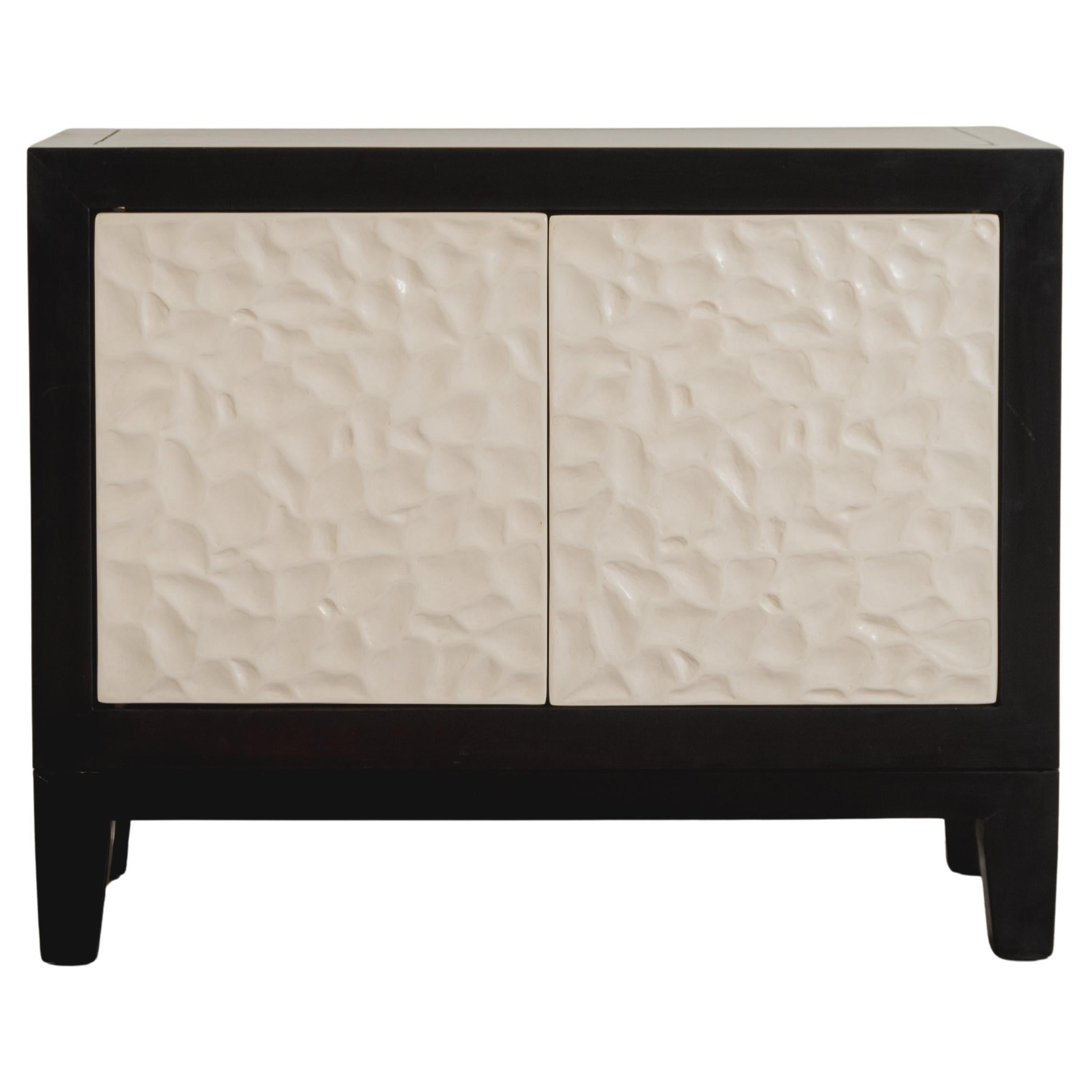 Contemporary Rocco Small Short Cabinet in Cream Lacquer by Robert Kuo