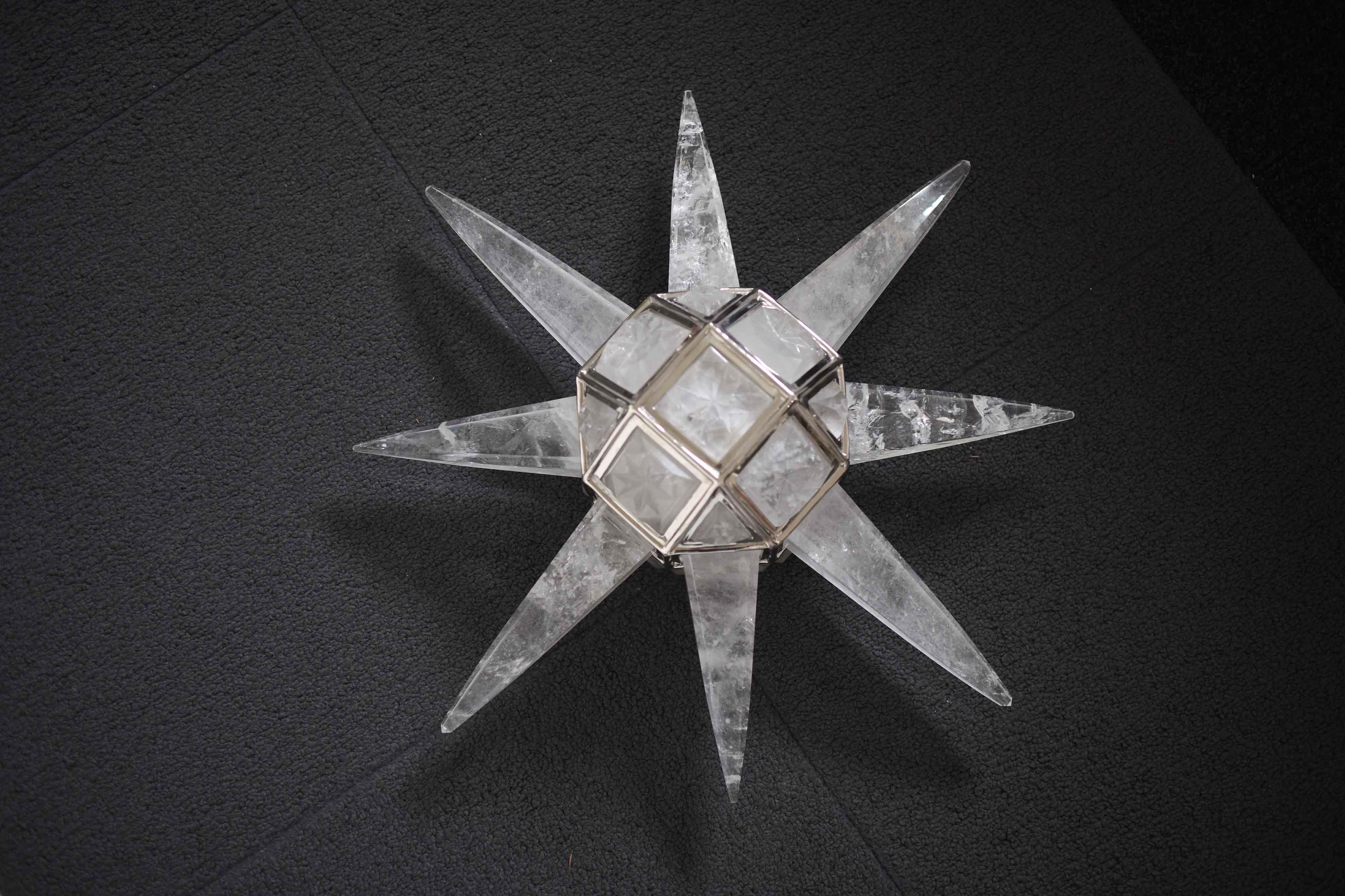 Contemporary Rock Crystal Quartz Chandelier by Phoenix 1