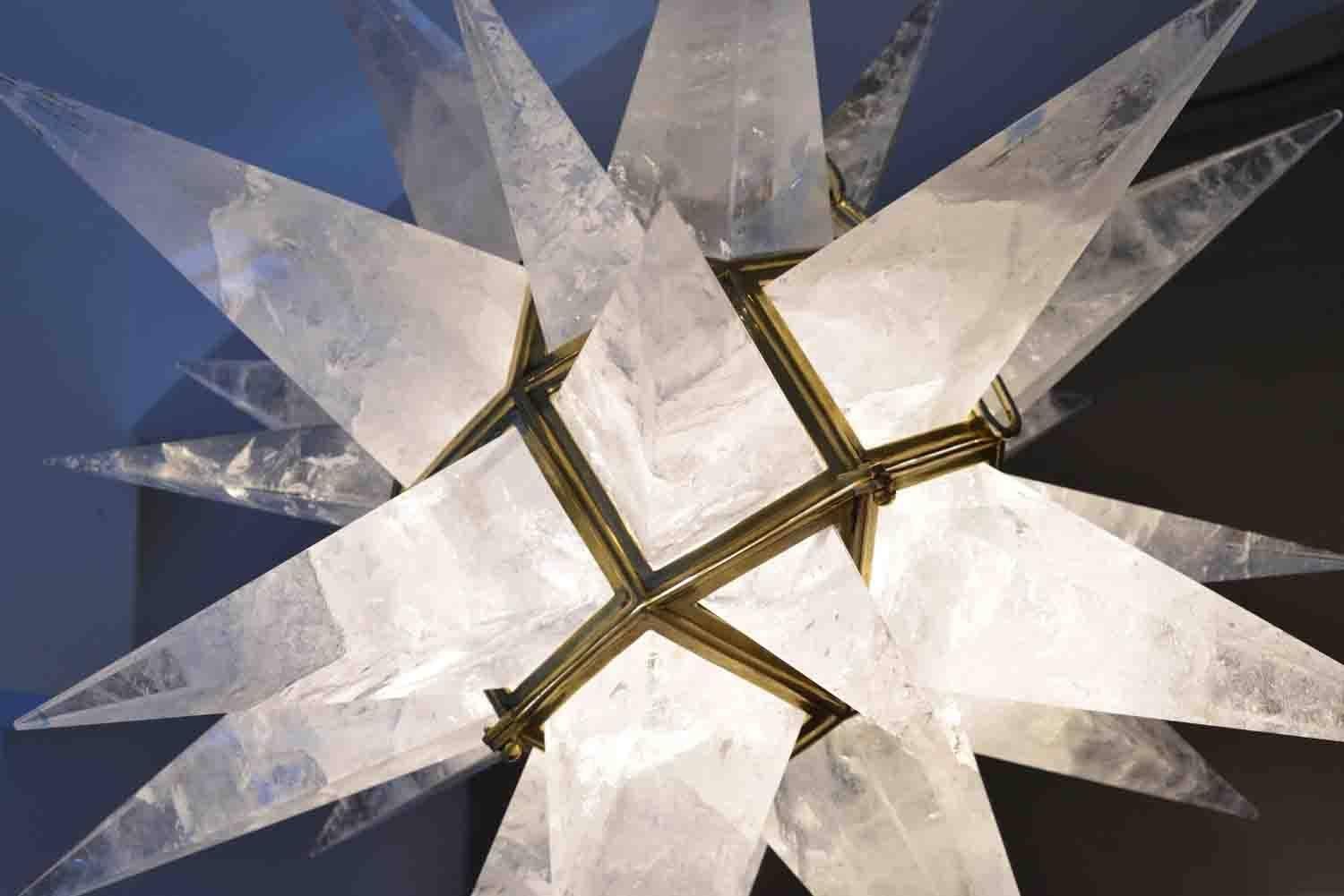 STAR20 Contemporary Rock Crystal Quartz Chandelier For Sale 1