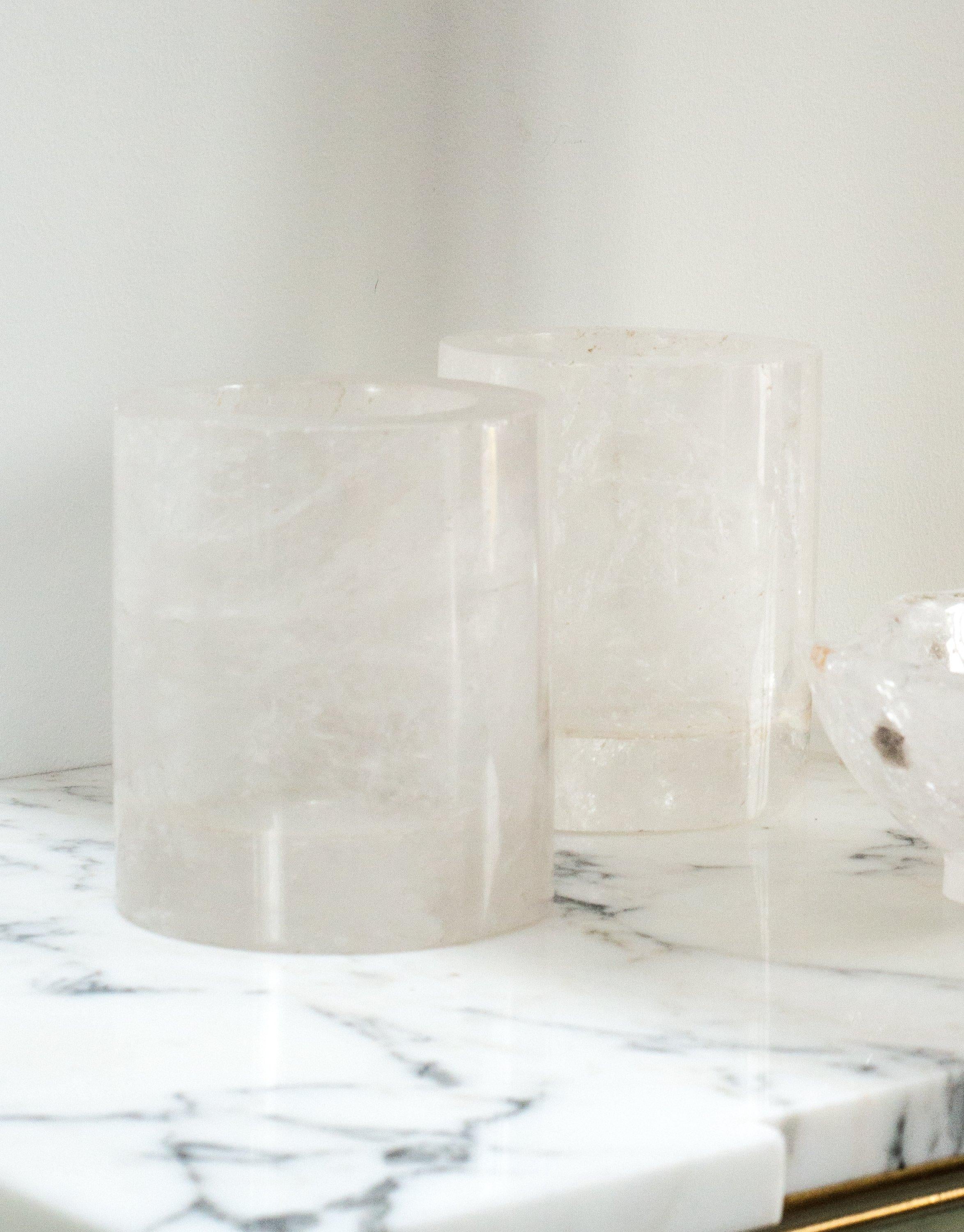 French Contemporary Rock Crystal Votive