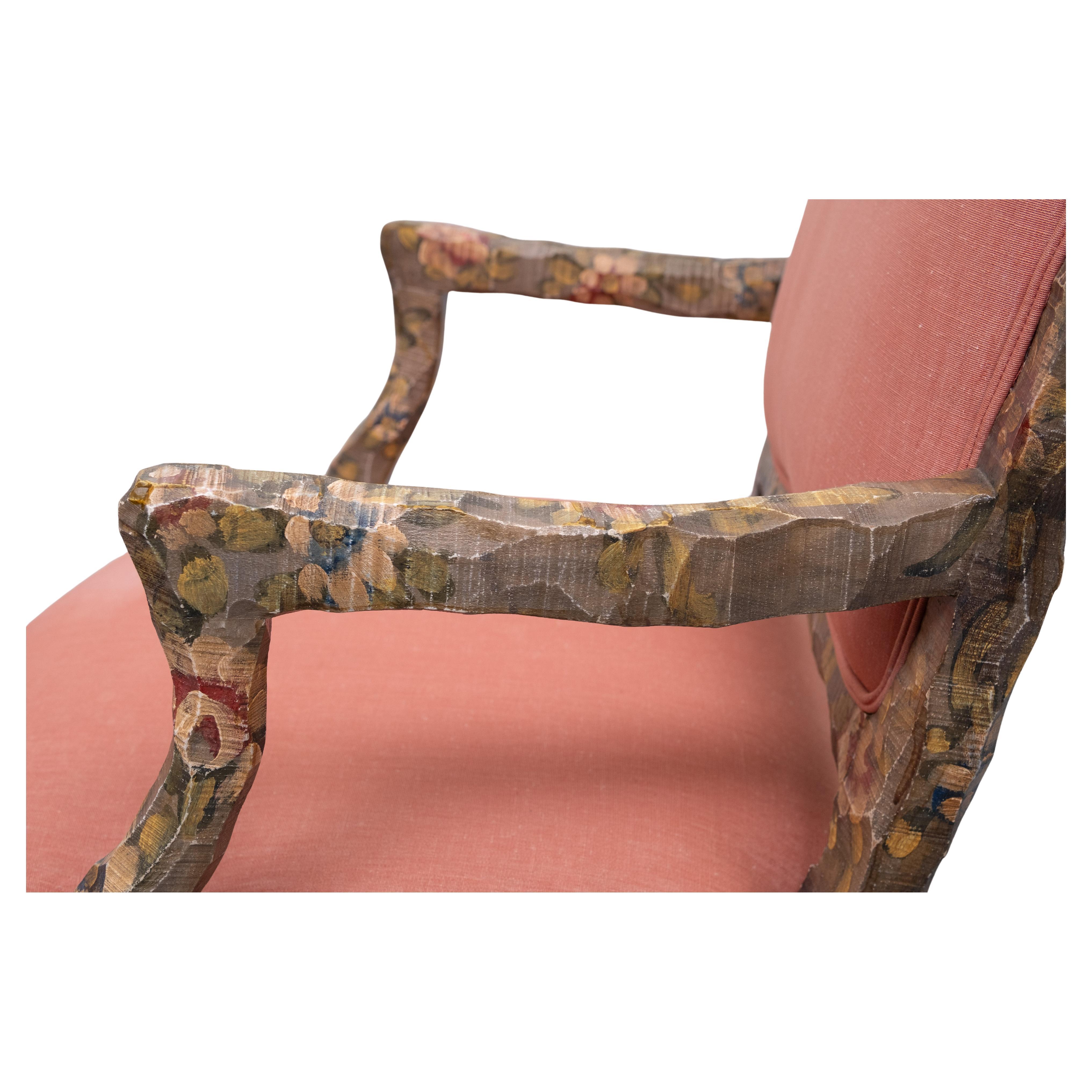 Dutch Contemporary  Rococo arm chair and Ottoman  1990s