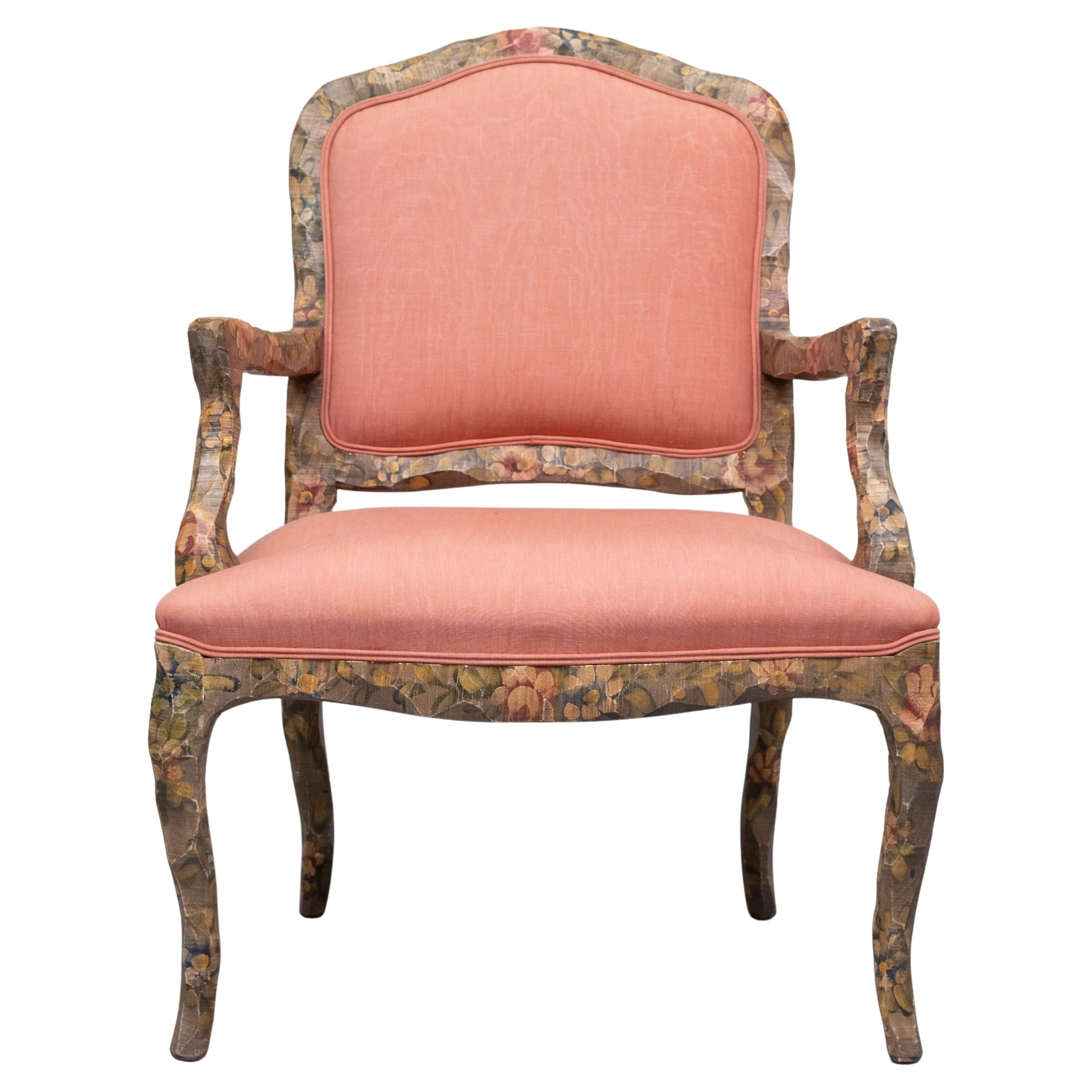 Late 20th Century Contemporary  Rococo arm chair and Ottoman  1990s