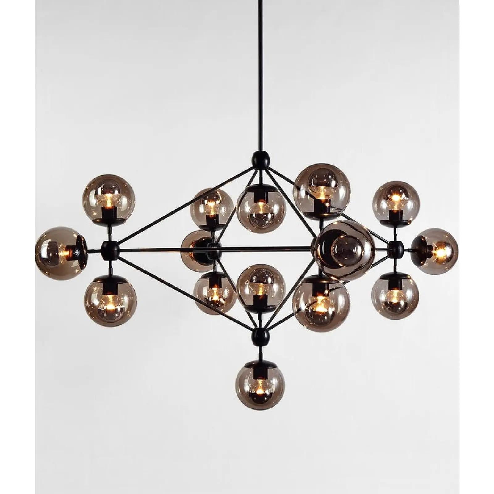 Contemporary Roll and Hill Modo Diamond 13 Globe Chandelier In Good Condition In west palm beach, FL
