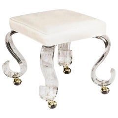 Vintage Contemporary Rolling Stool on Acrylic Legs